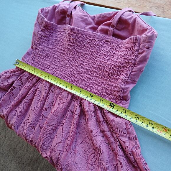 AEO Pink Bustier Lace Babydoll Dress Small removable padding adjustable straps - Picture 12 of 16